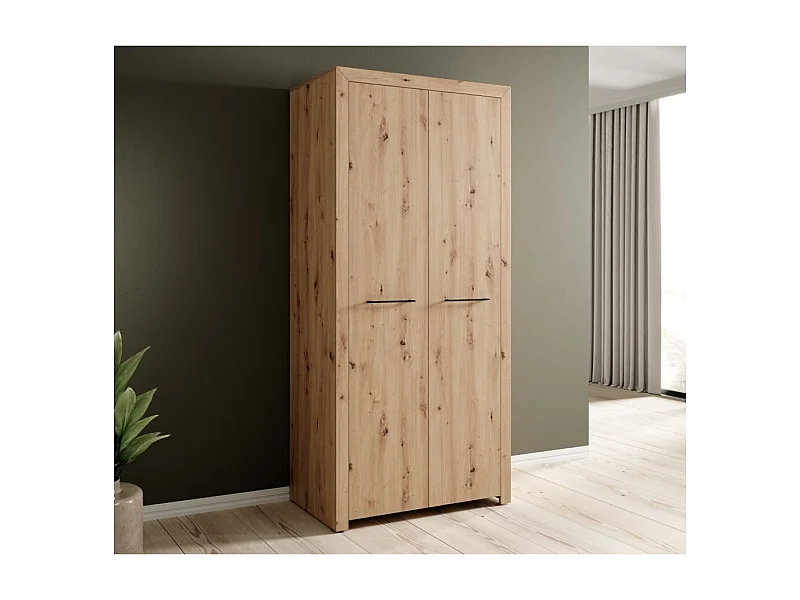 Kleiderschrank Janette (93cm)/Drehtüren/Artisan-Braun