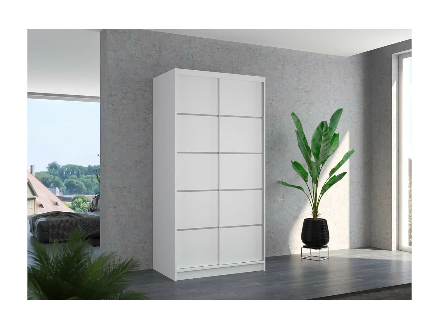 Armoire Olea (100cm)/portes coulissantes/Blanc