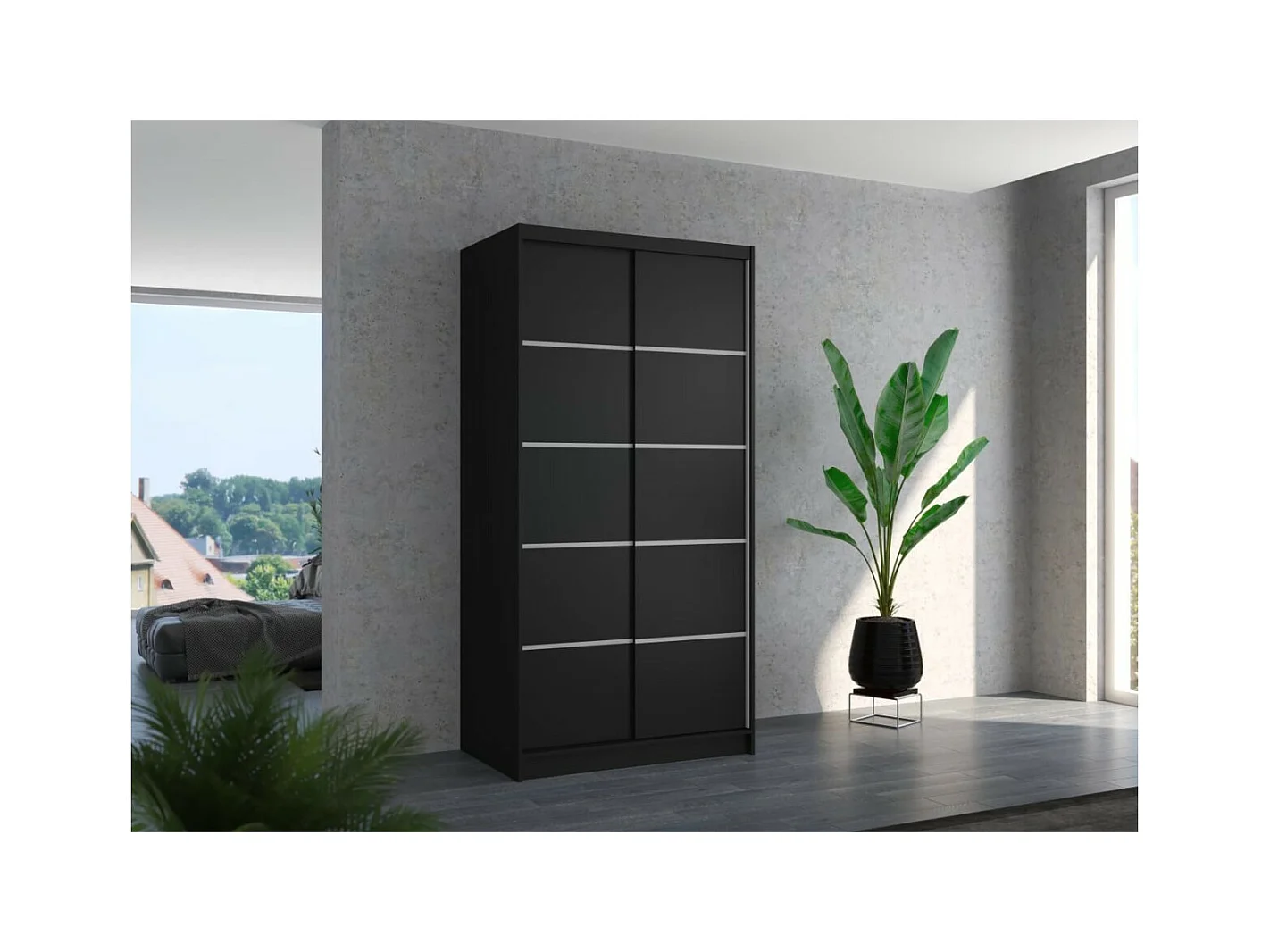 Armoire Olea (100cm)/portes coulissantes/Noir