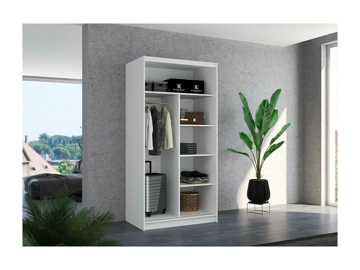 Armoire Olea (100cm)/portes coulissantes/Noir
