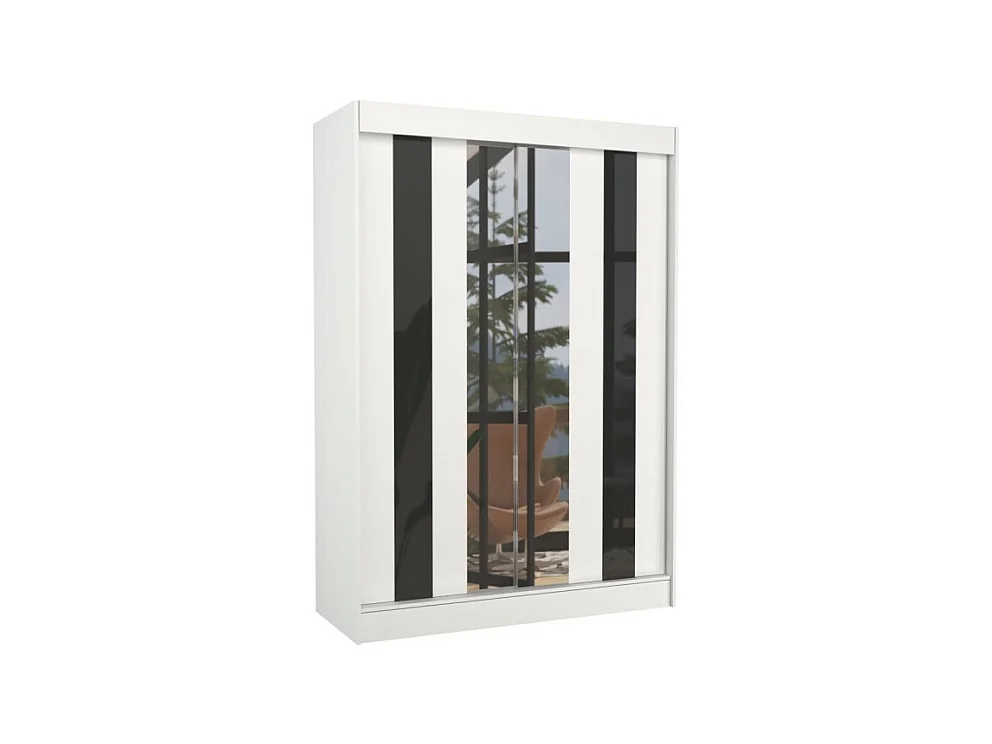 Armadio Kiran (150cm)/Specchio/Ante scorrevoli/Bianco