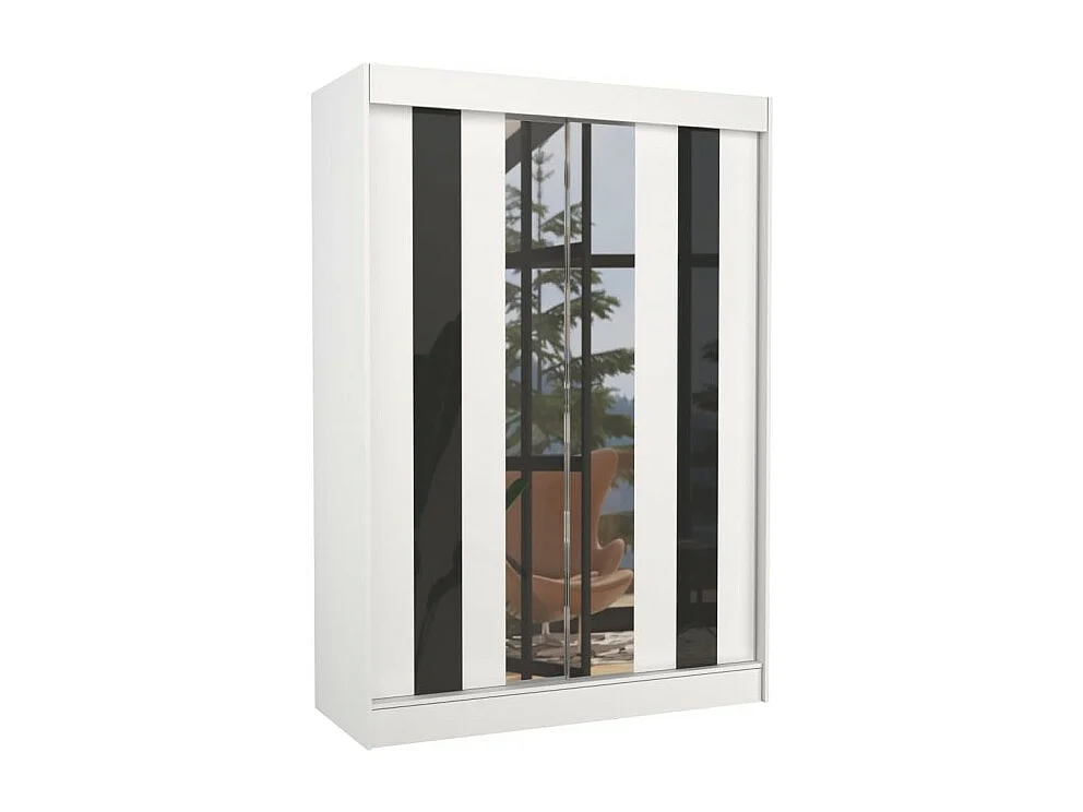 Armadio Kiran (150cm)/Specchio/Ante scorrevoli/Bianco