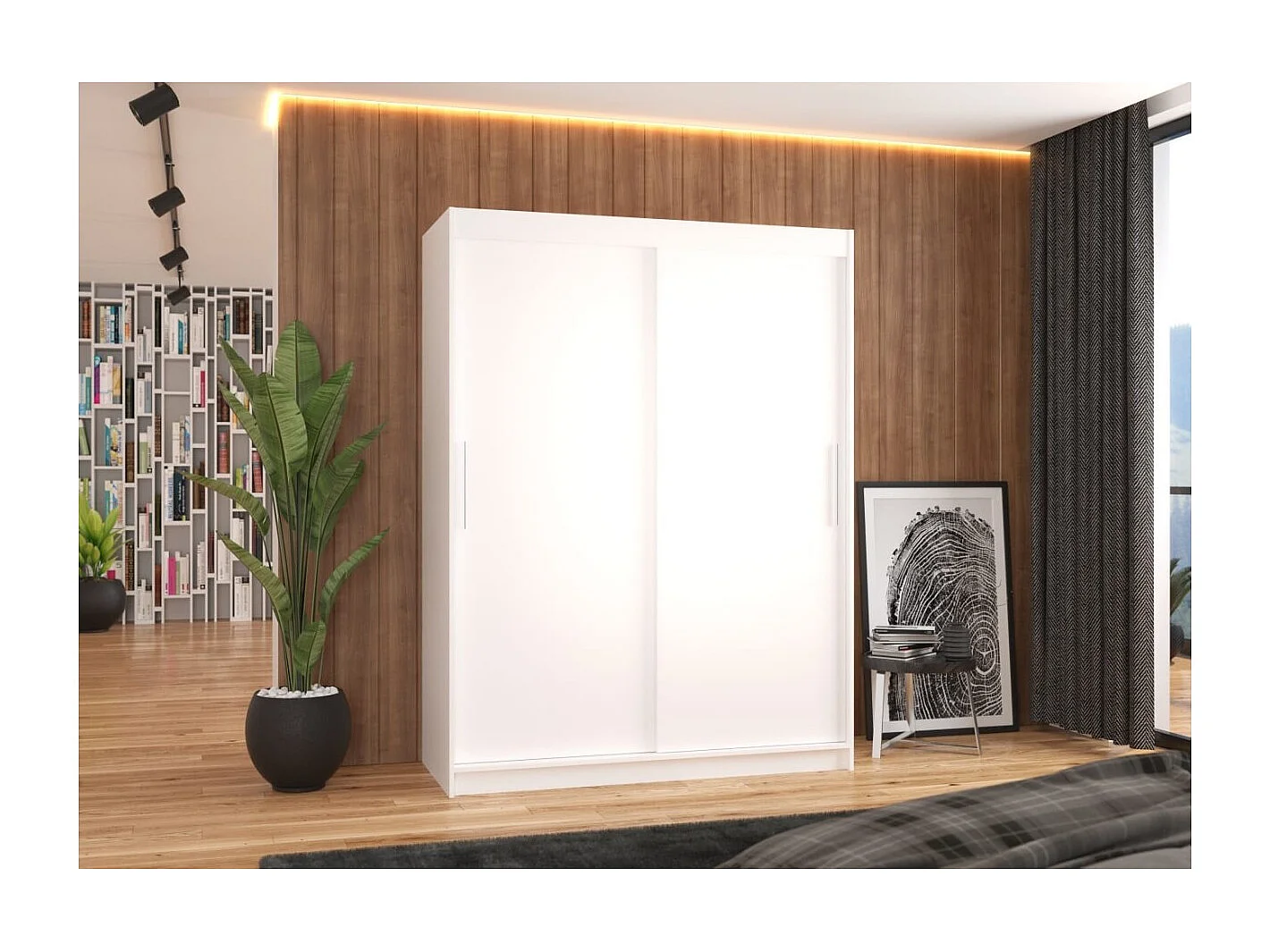 Armoire Lucio (150cm)/portes coulissantes/Blanc