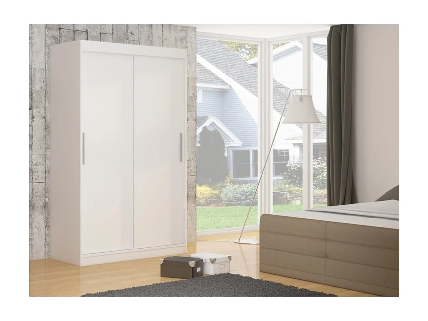 Armoire Lucio (150cm)/portes coulissantes/Blanc