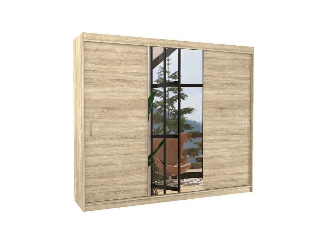 Armoire Bargala (250cm)/Miroir/Portes coulissantes/Sonoma