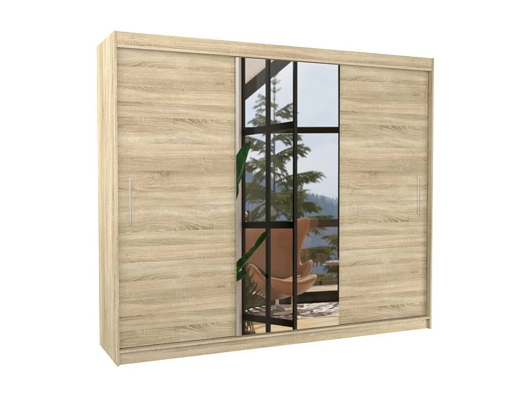 Kleiderschrank Bargala (250cm)/Spielgel/Schiebetüren/Sonoma