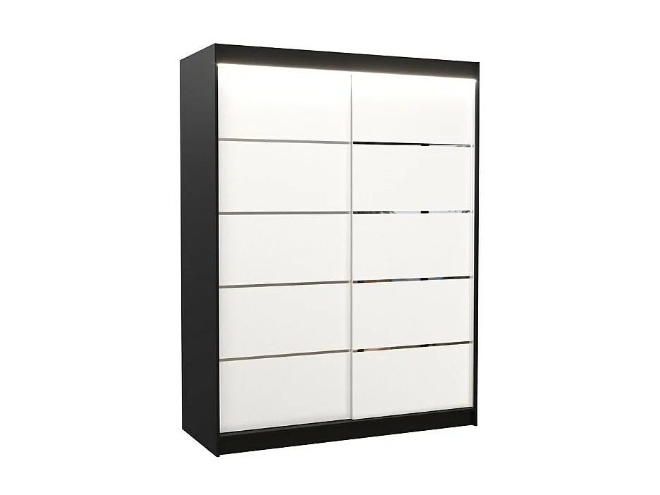 Armadio Soro (150cm)/ante scorrevoli/LED/Nero&Bianco
