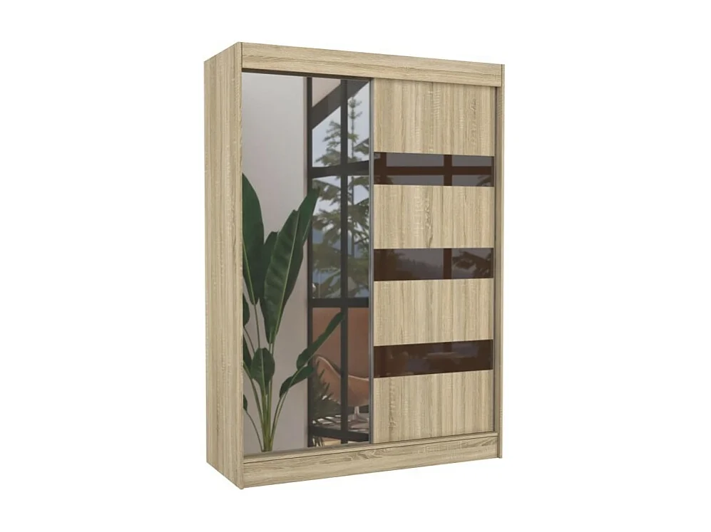 Armoire Thora (150cm)/Miroir/Portes coulissantes/Sonoma
