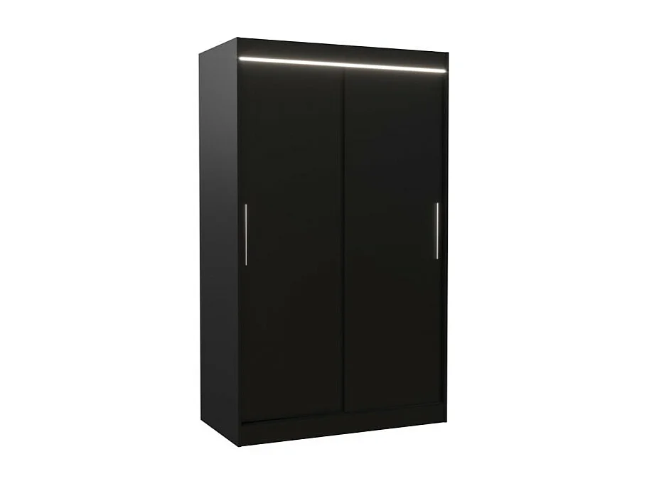 Armadio Ronn (120cm)/ante scorrevoli/LED/Nero