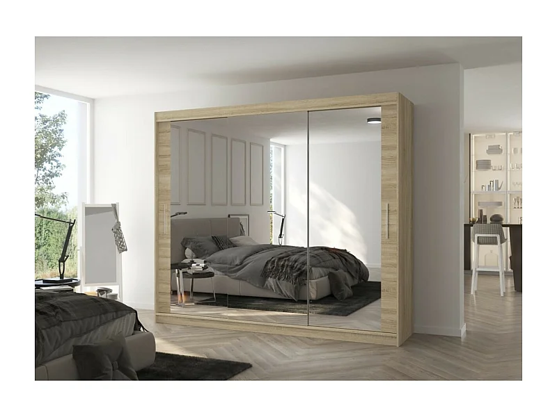 Armoire Lava (250cm)/Portes coulissantes/Miroir/Beige