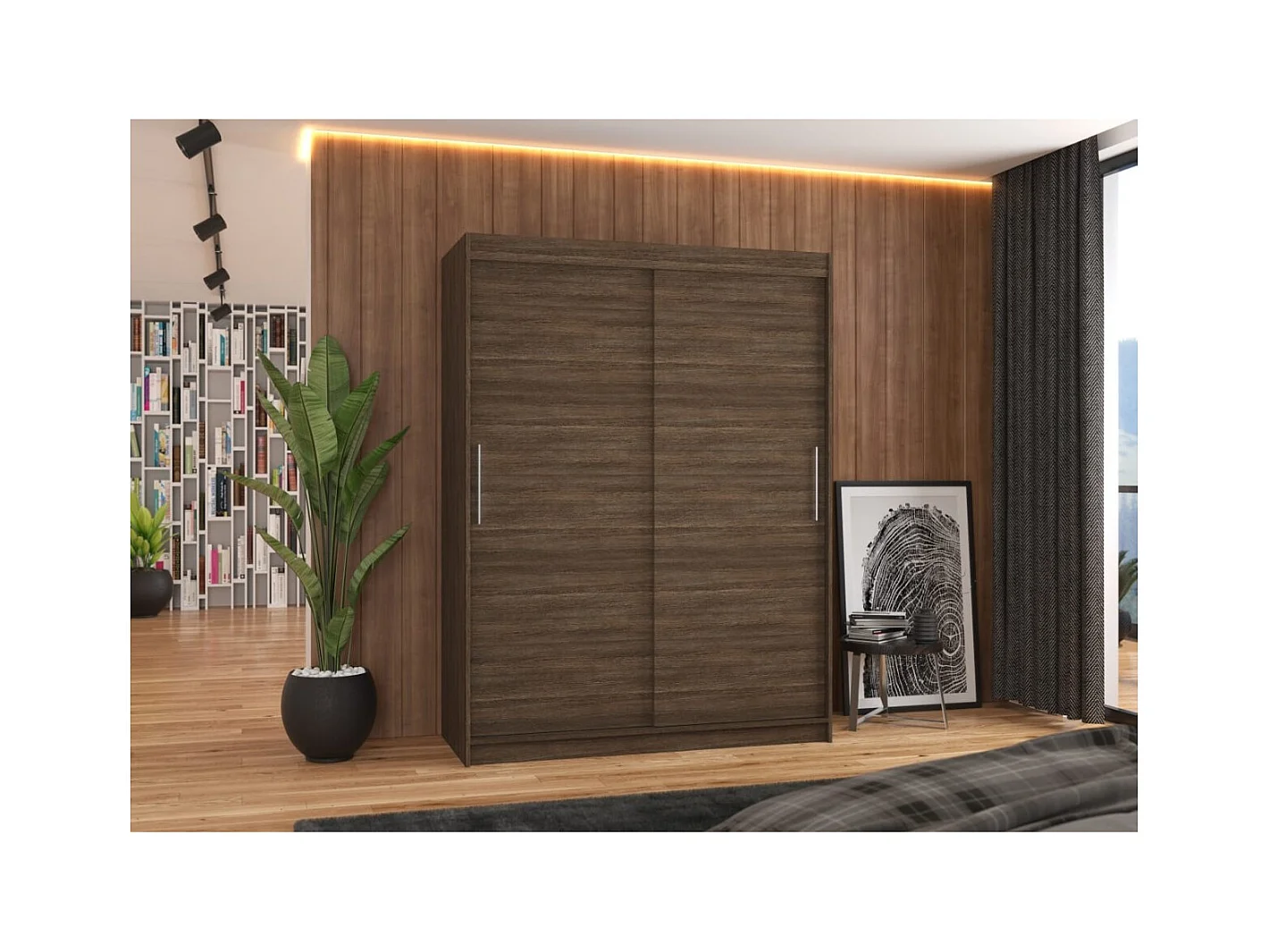 Armoire Lucio (150cm)/portes coulissantes/Marron