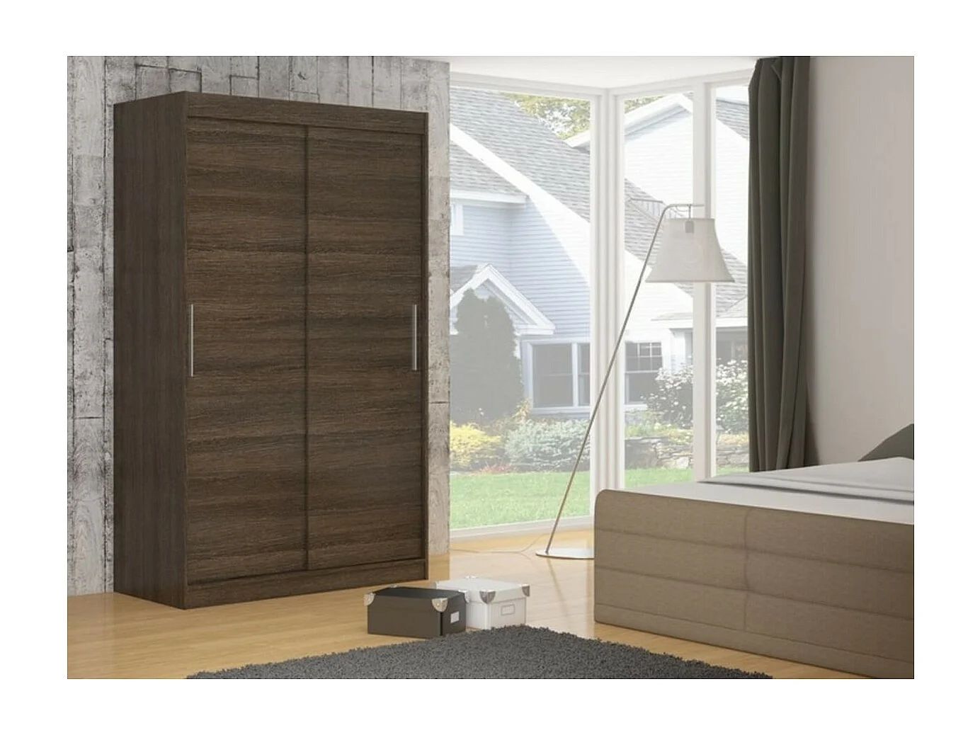 Armoire Lucio (150cm)/portes coulissantes/Marron