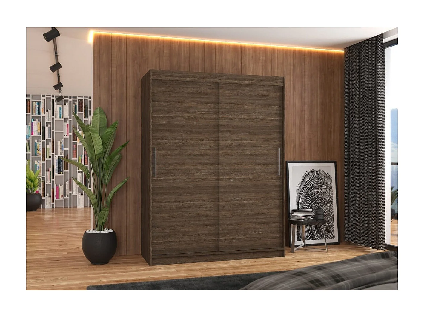 Armoire Lucio (150cm)/portes coulissantes/Marron