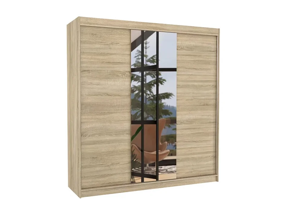 Armoire Lima (200cm)/Miroir/Portes coulissantes/Sonoma