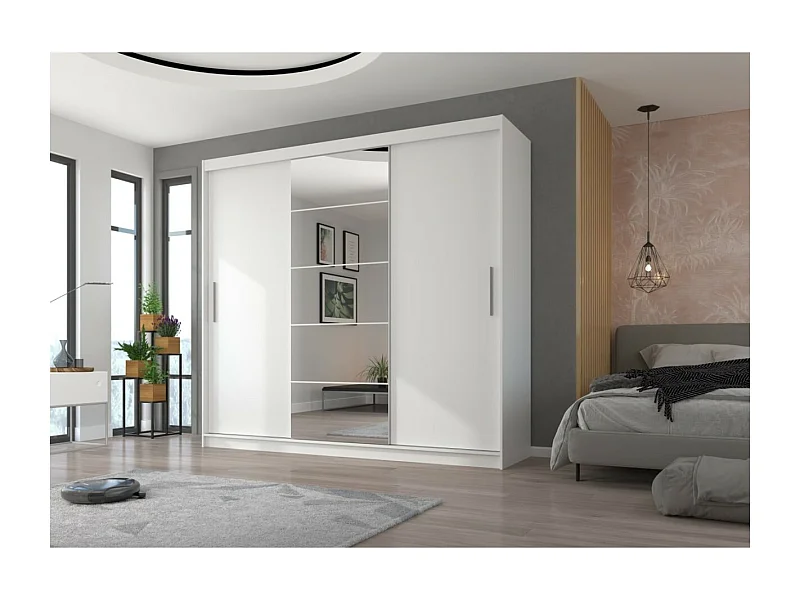 Armoire Wingo (235cm)/portes coulissantes/miroir/Blanc