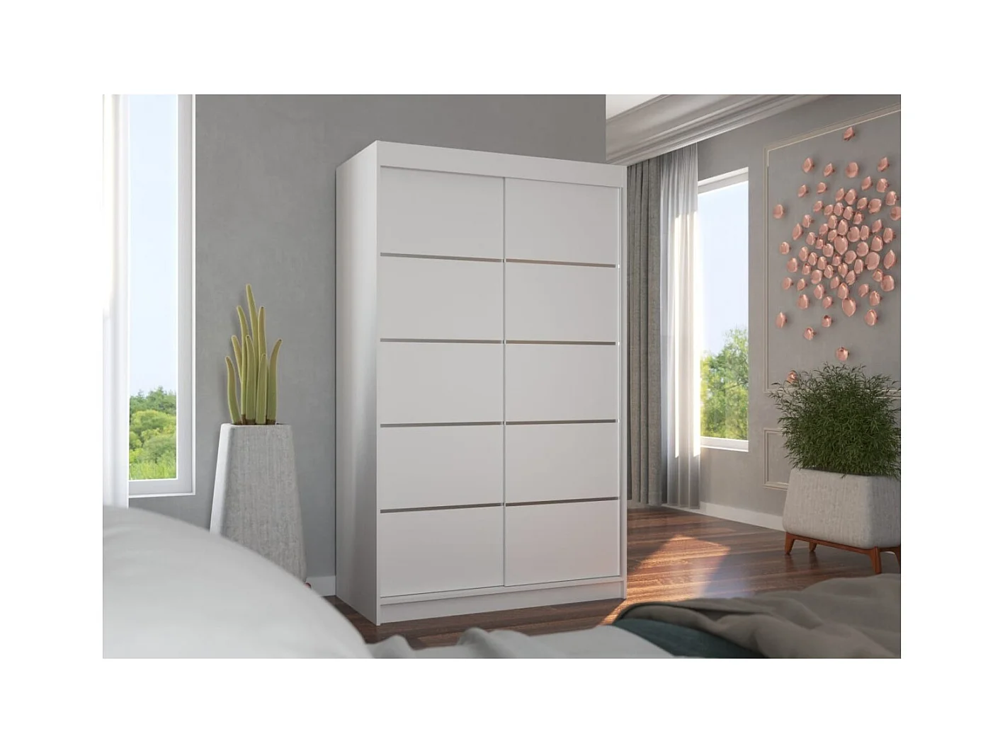 Armoire Tamon (120cm)/portes coulissantes/Blanc