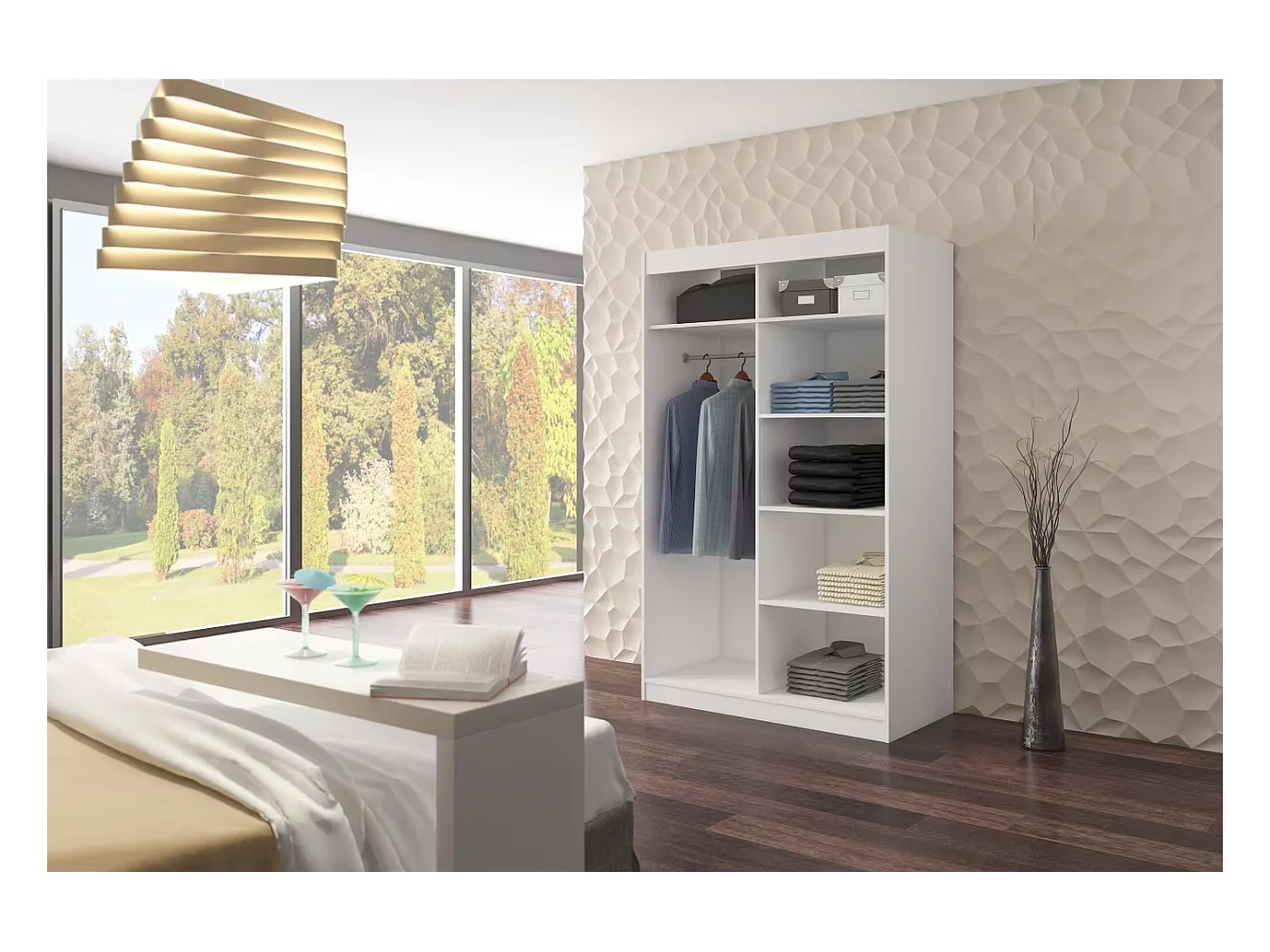 Armoire Tamon (120cm)/portes coulissantes/Blanc