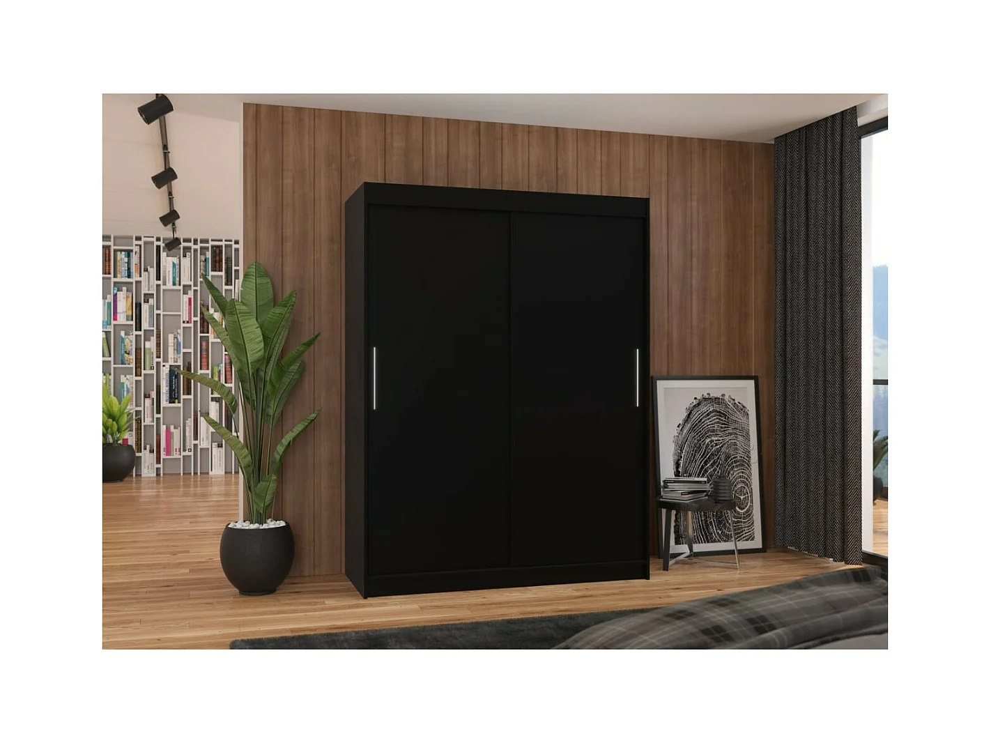 Armoire Lucio (150cm)/portes coulissantes/Noir