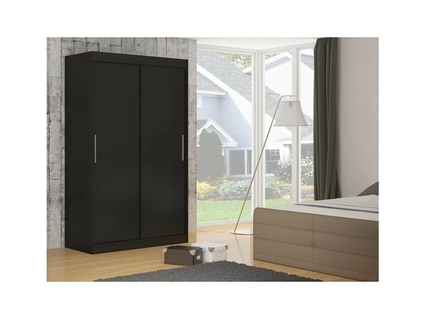 Armoire Lucio (150cm)/portes coulissantes/Noir