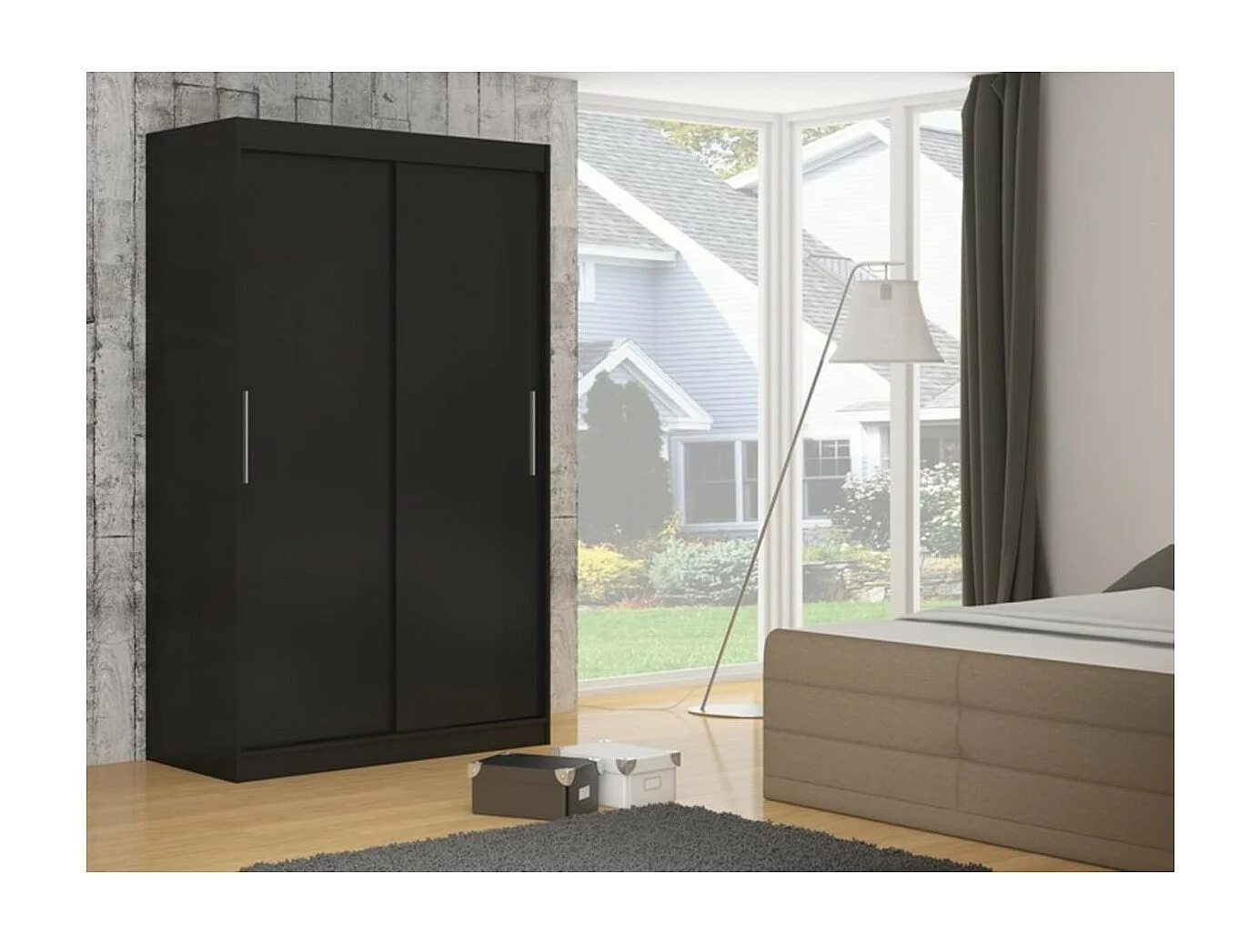 Armoire Lucio (150cm)/portes coulissantes/Noir