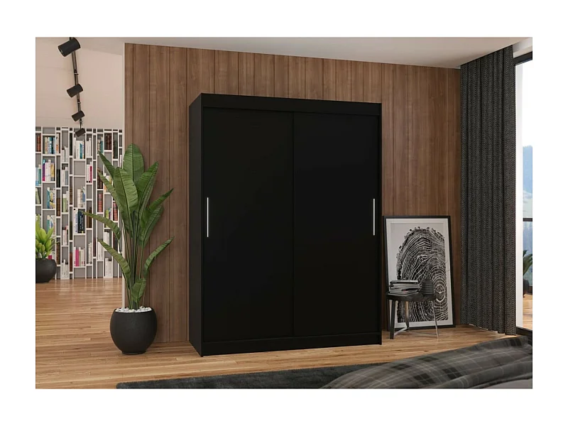 Armadio Lucio (150cm)/ante scorrevoli/Nero