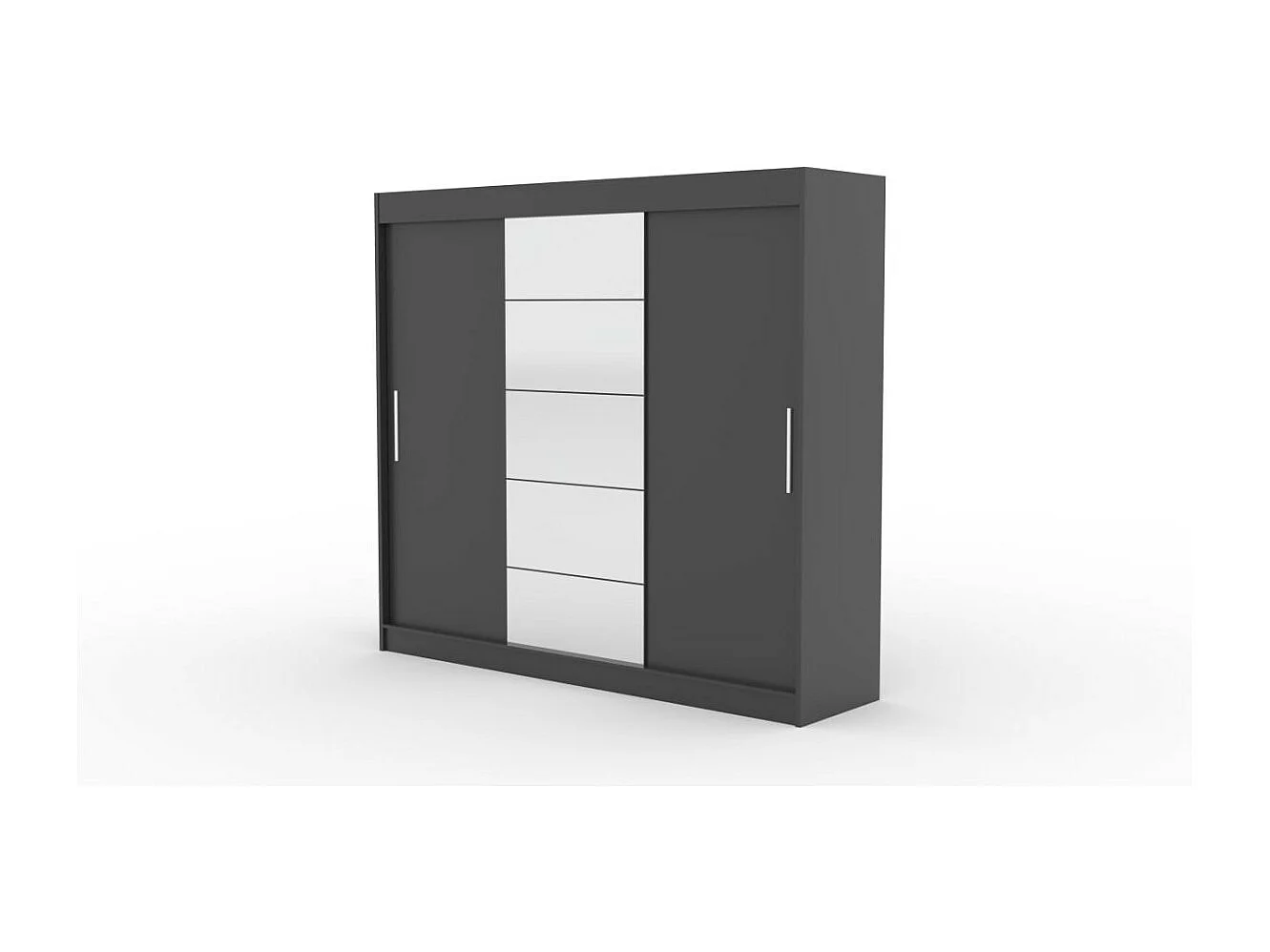 Kleiderschrank Wingo (235cm)/Schiebetüren/Spiegel/Schwarz