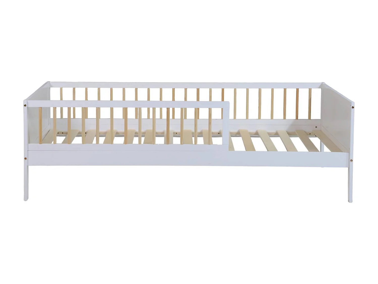Letto bambino 90 x 190 cm pino naturale rete a doghe inclusa, bianco