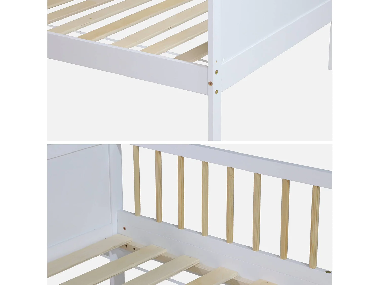 Letto bambino 90 x 190 cm pino naturale rete a doghe inclusa, bianco