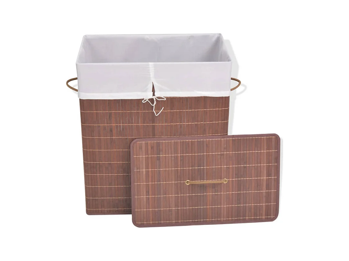 Cesto Retangular para Roupa Suja em Bambu Castanho - Prático e Elegante