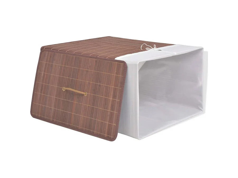 Cesto Retangular para Roupa Suja em Bambu Castanho - Prático e Elegante