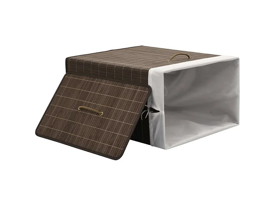 Wäschekorb aus Bambus Rechteckig Dunkelbraun