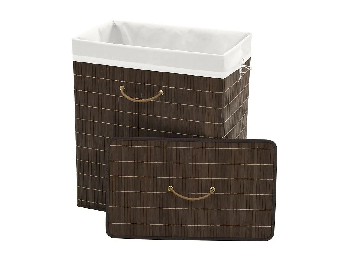 Panier à linge rectangulaire Bambou Marron foncé