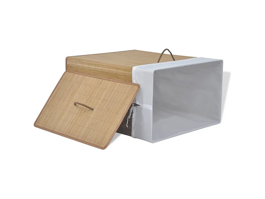 Panier à linge rectangulaire Bambou Naturel