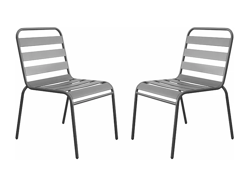 Conjunto de 2 cadeiras de jardim empilháveis "Bilbao" em metal - Taupe
