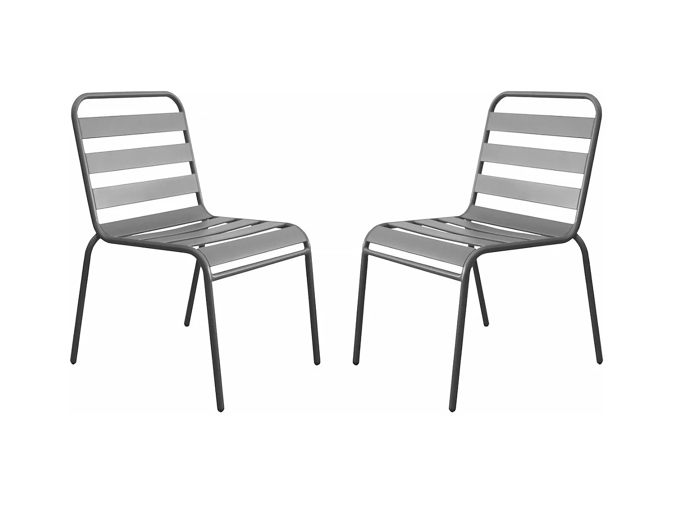 Lot de 2 chaises de jardin en métal empilables "Bilbao" - Taupe