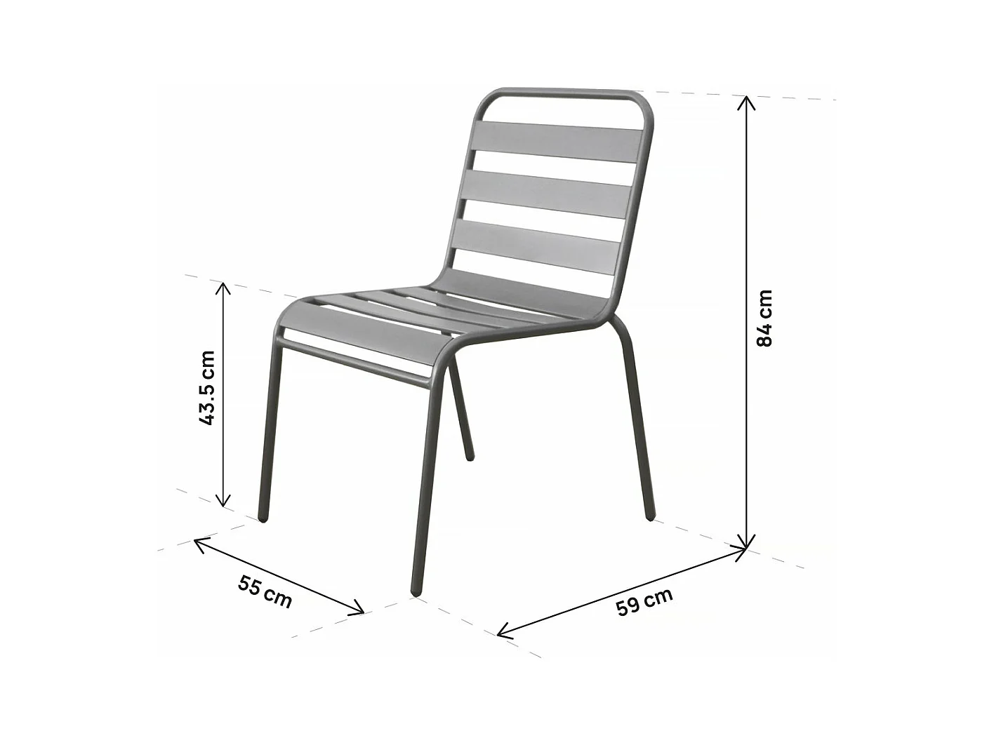 Lot de 2 chaises de jardin en métal empilables "Bilbao" - Taupe