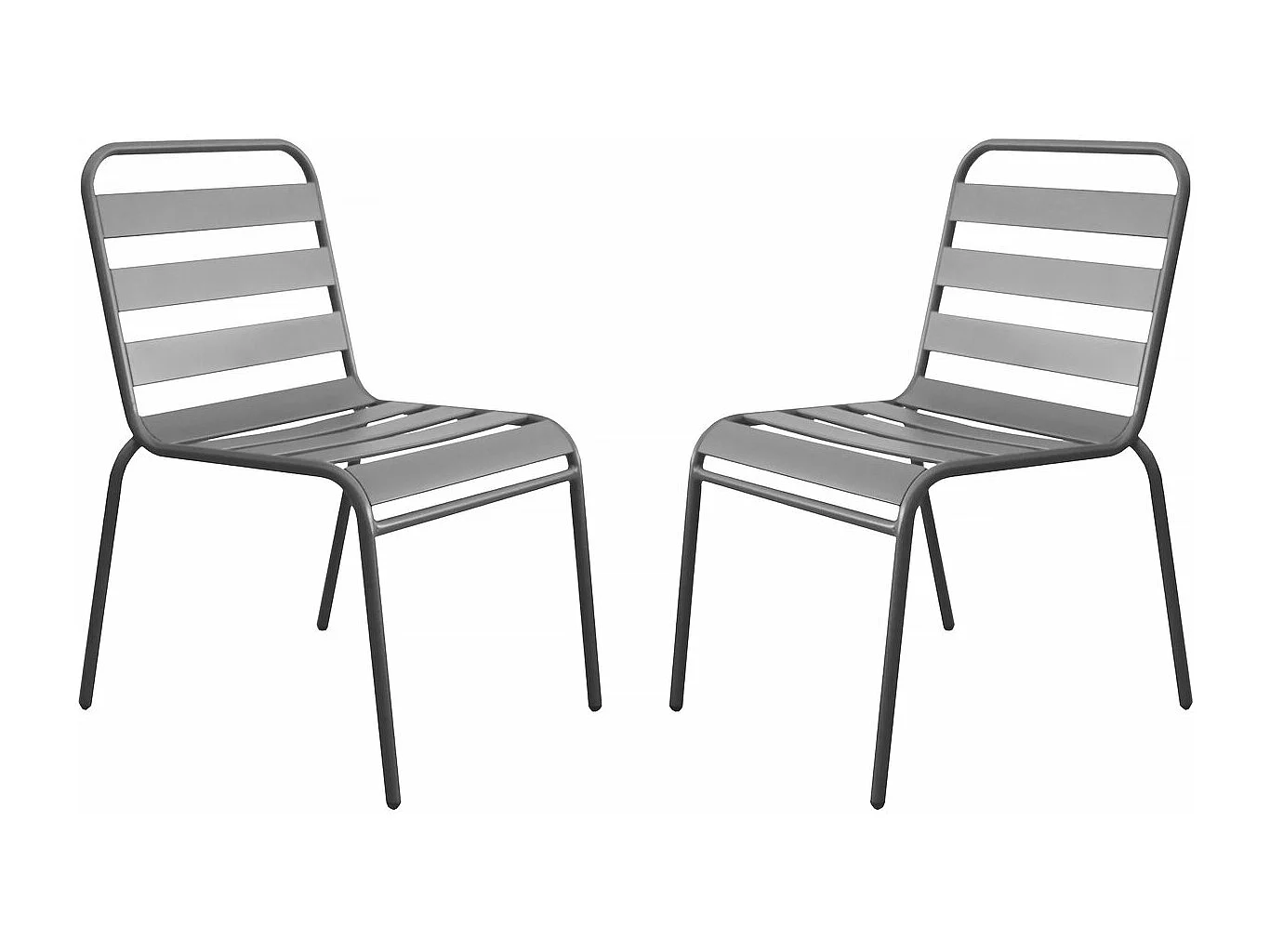 Lot de 2 chaises de jardin en métal empilables "Bilbao" - Taupe