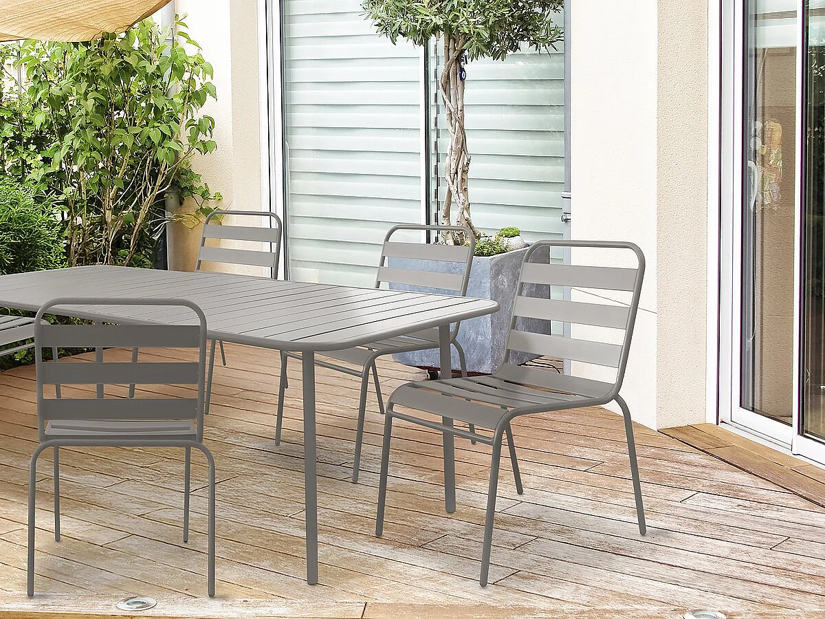 Lot de 2 chaises de jardin en métal empilables "Bilbao" - Taupe