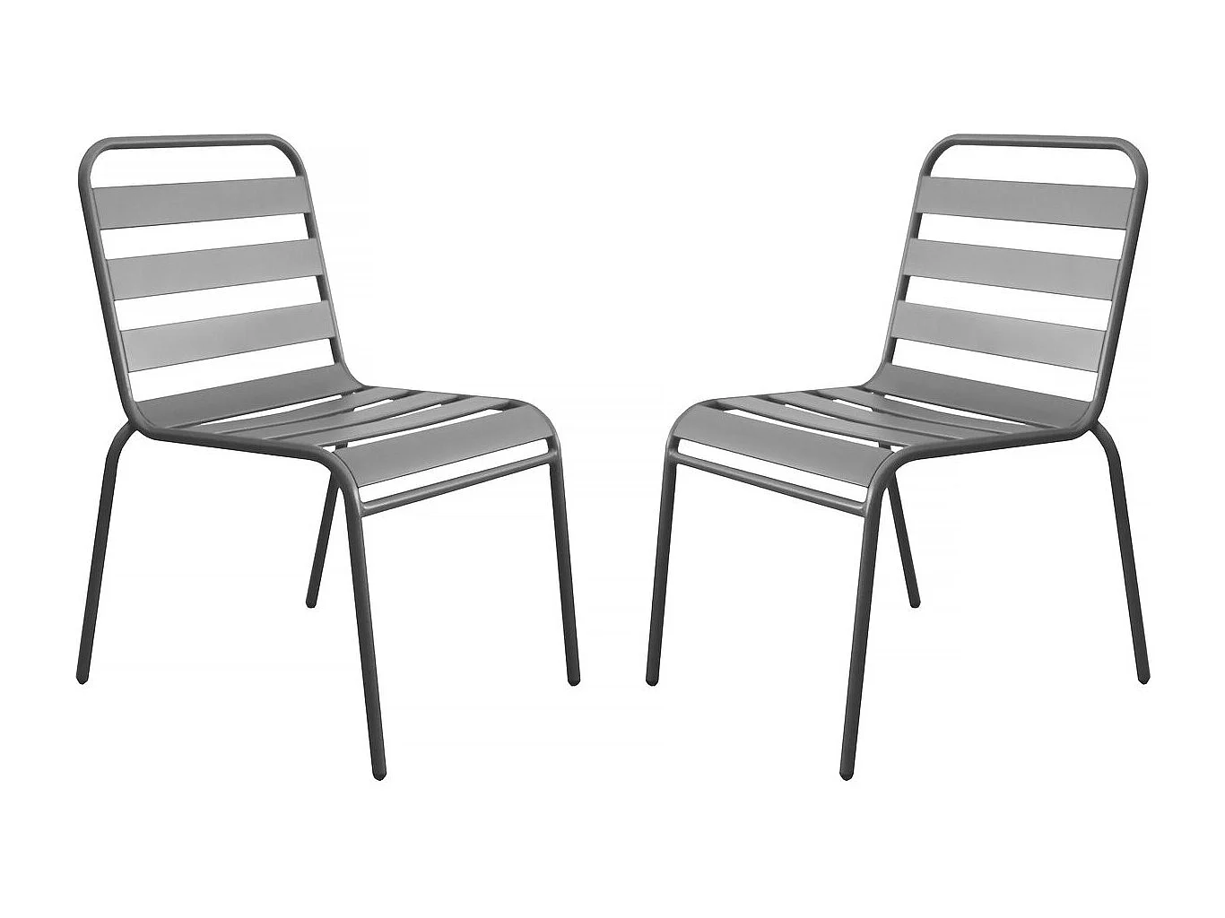 Lot de 2 chaises de jardin en métal empilables "Bilbao" - Taupe