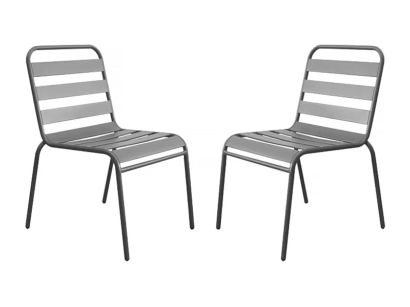 Lot de 2 chaises de jardin en métal empilables "Bilbao" - Taupe