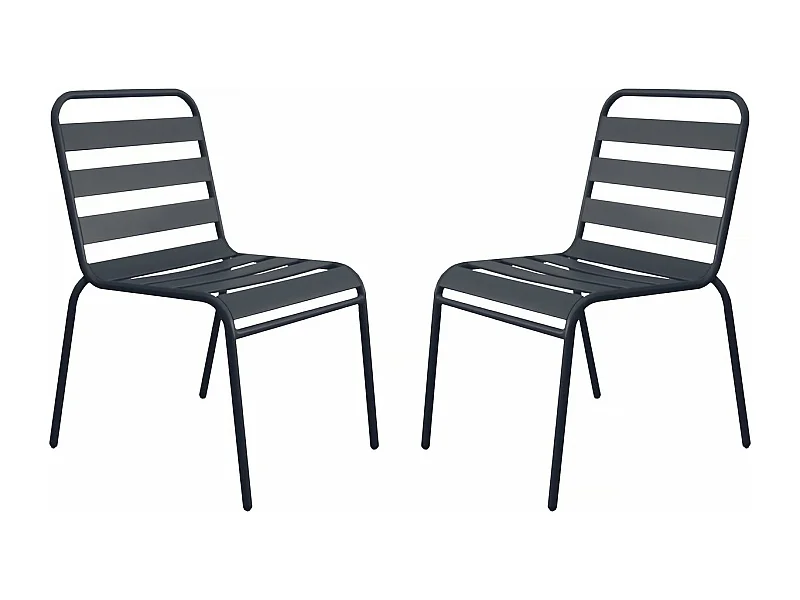 Conjunto de 2 cadeiras de jardim empilháveis em metal "Bilbao" - Cinza Confortáveis e Resistentes