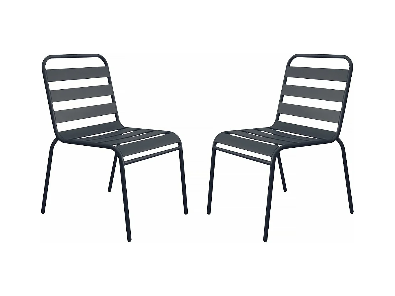 Conjunto de 2 cadeiras de jardim empilháveis em metal "Bilbao" - Cinza Confortáveis e Resistentes