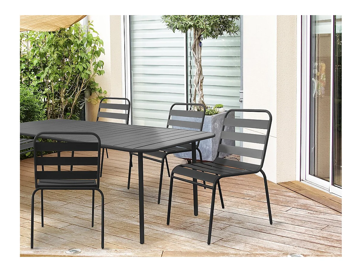 Conjunto de 2 cadeiras de jardim empilháveis em metal "Bilbao" - Cinza Confortáveis e Resistentes