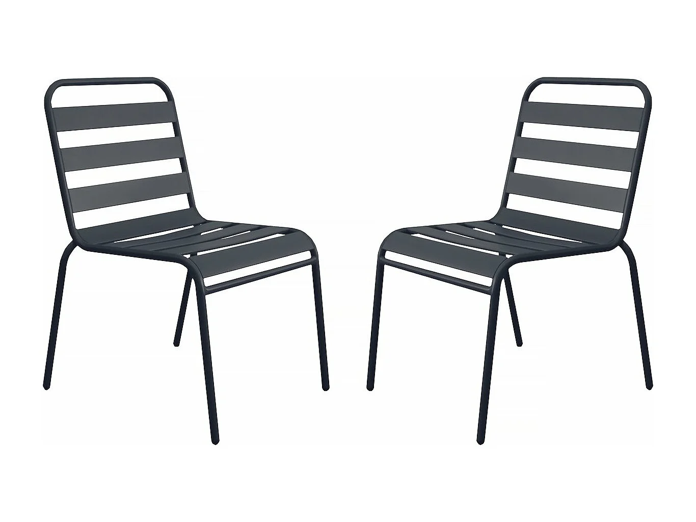 Lot de 2 chaises de jardin en métal empilables "Bilbao" - Gris