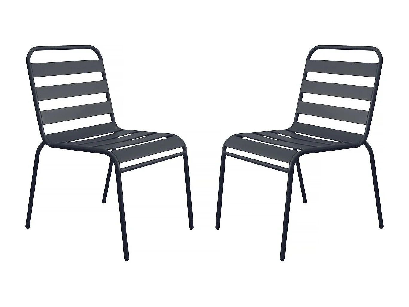 Lot de 2 chaises de jardin en métal empilables "Bilbao" - Gris