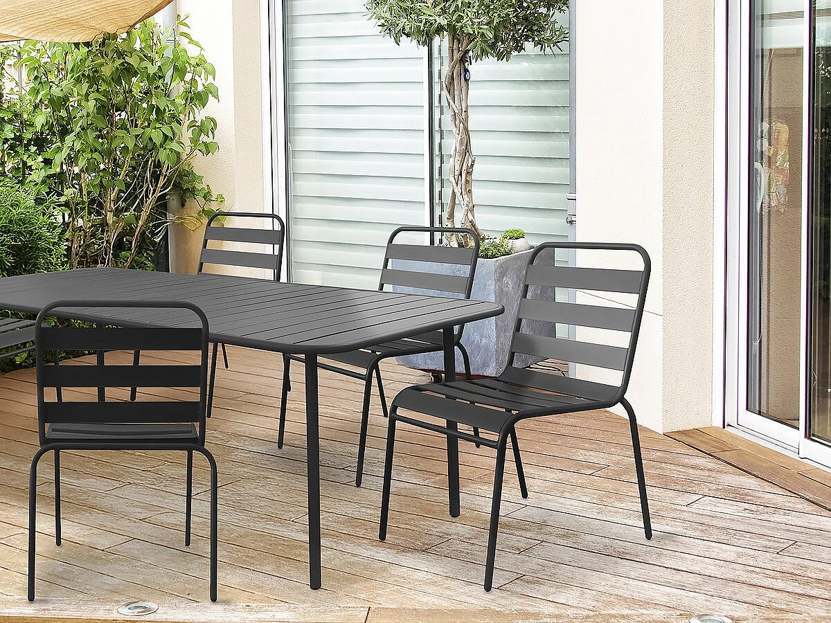 Lot de 2 chaises de jardin en métal empilables "Bilbao" - Gris