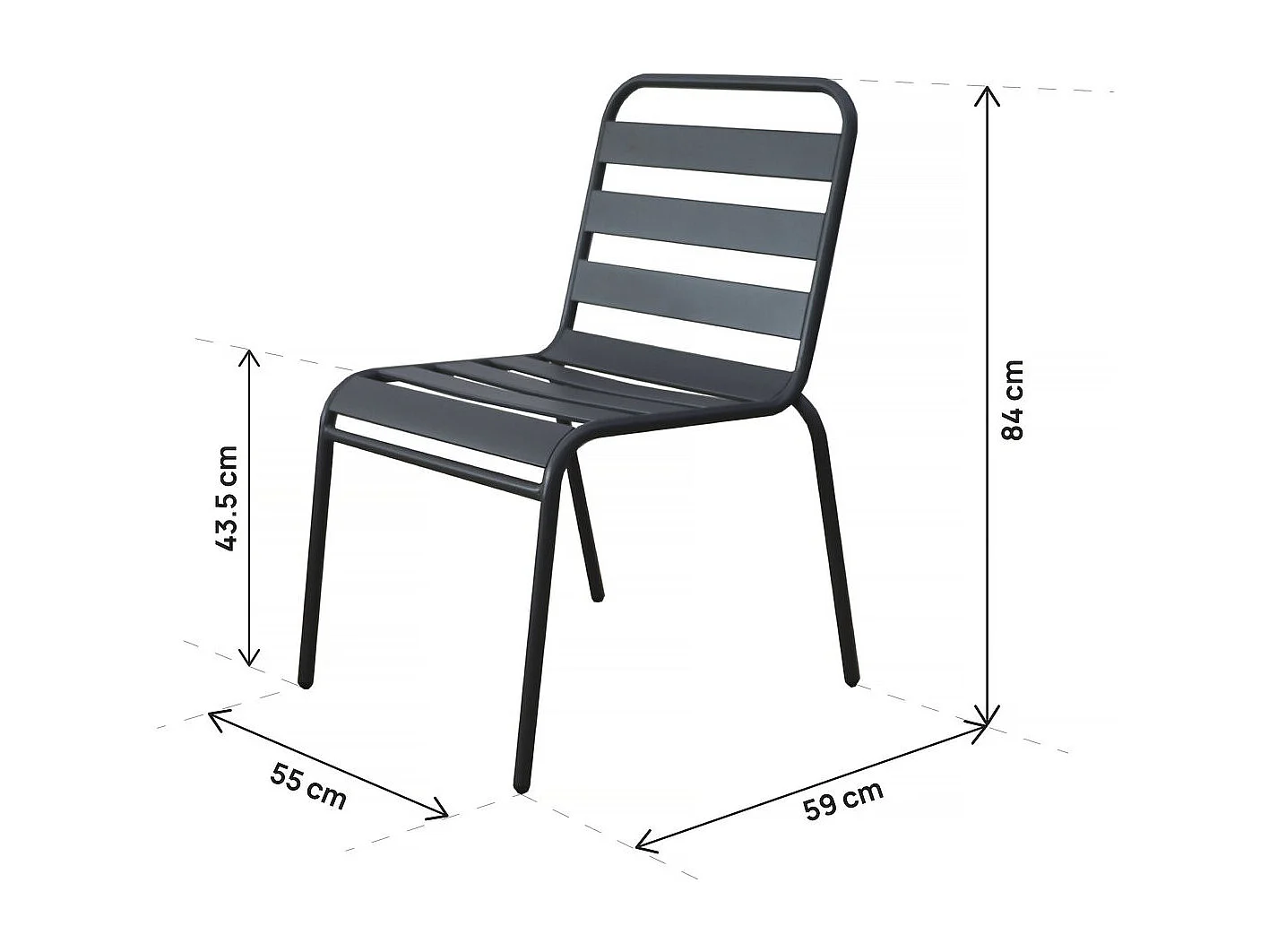 Lot de 2 chaises de jardin en métal empilables "Bilbao" - Gris