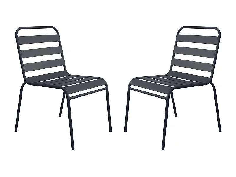 Lot de 2 chaises de jardin en métal empilables "Bilbao" - Gris