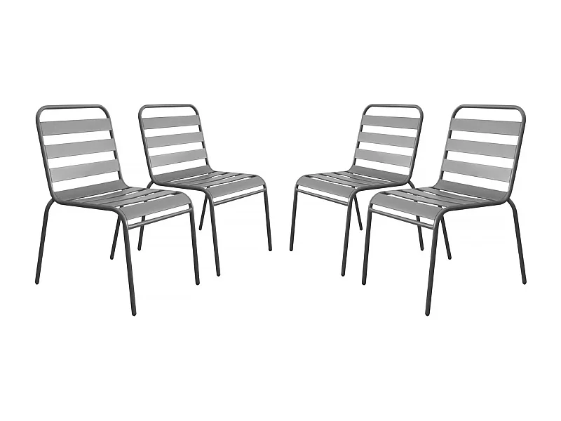 Lot de 4 chaises de jardin en métal empilables "Bilbao" - Taupe