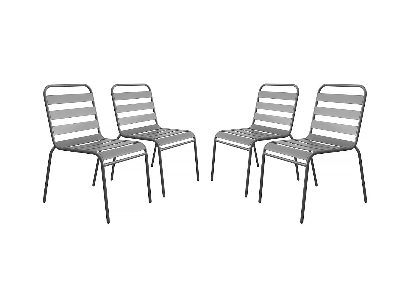Lot de 4 chaises de jardin en métal empilables "Bilbao" - Taupe